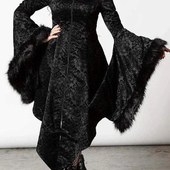 Killstar moonspell hooded coat flare sleeve size small - Picture 1 of 7